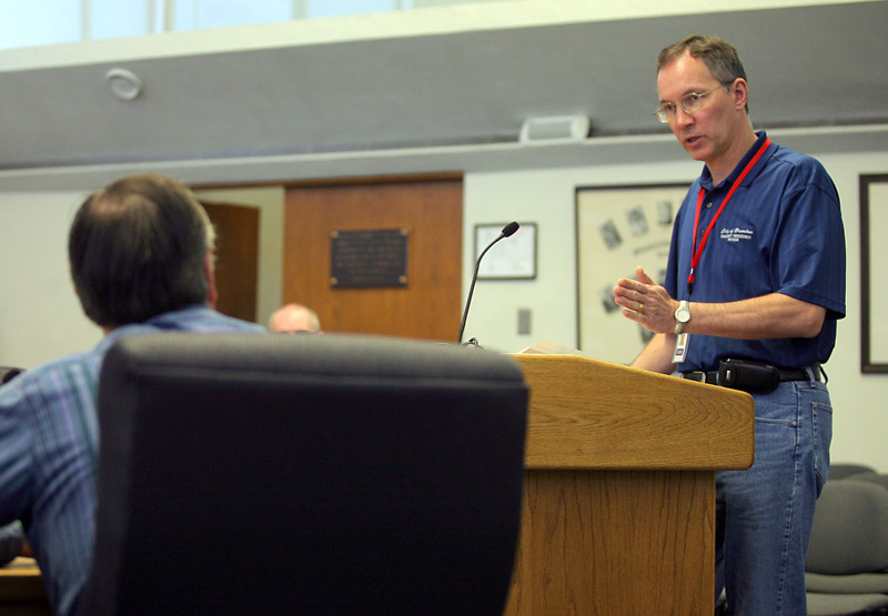 Bruce Bumstead/Brandon Sun
Brandon emergency co-ordinator Brian Kayes addressed city council on Wednesday requesting that the city extend the state of emergency past May 31.