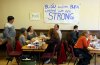 Tim Smith/Brandon Sun
Brandon University Faculty Association members and supporters mingle at the BUFA strike headquarters in the Park Community Centre on Tuesday.