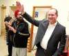 Colin Corneau/Brandon Sun
Rolf Dinsdale waves to the crowd after winning the Liberal nomination for Brandon-Souris on Wednesday evening.