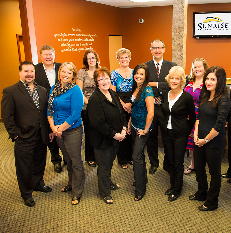 Submitted
The staff at Sunrise Credit Union, where branch manager Mike Brolund says the easiest way to avoid RRSP deadline anxiety is to set up automatic payments throughout the year.
