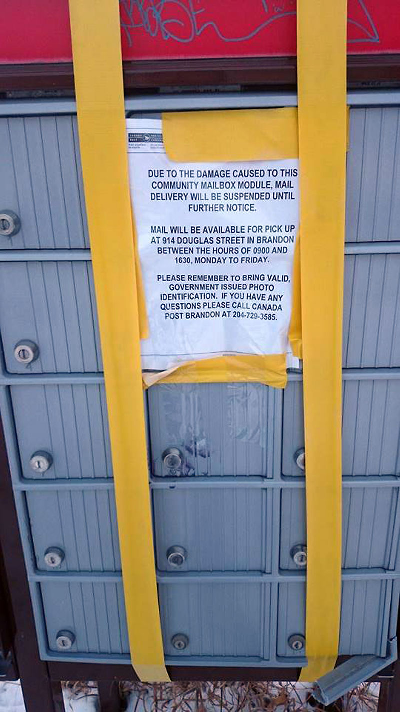 Vandals break open community mailbox Brandon Sun