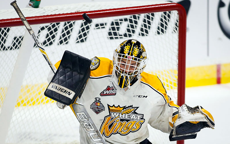 The Canadian Press
Brandon Wheat Kings goalie Jordan Papirny, seen here making a save during the Memorial Cup, has improved during his three years with the team, which he credits to becoming mentally tougher.