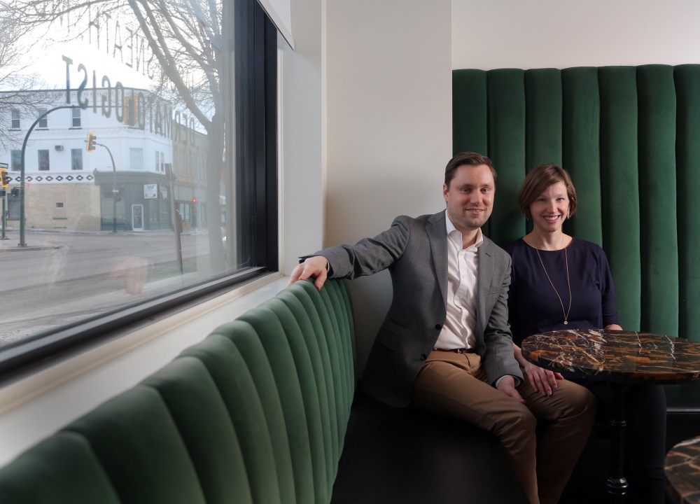 Colin Corneau/The Brandon Sun
Jason and Robyn Sneath, owners of Fraser Sneath Coffee and SKIN Clinics on Rosser Avenue as well as several other downtown Brandon properties, would like to see more businesses in the city’s core positively impact one another, with some serving as destinations and others keeping people downtown.