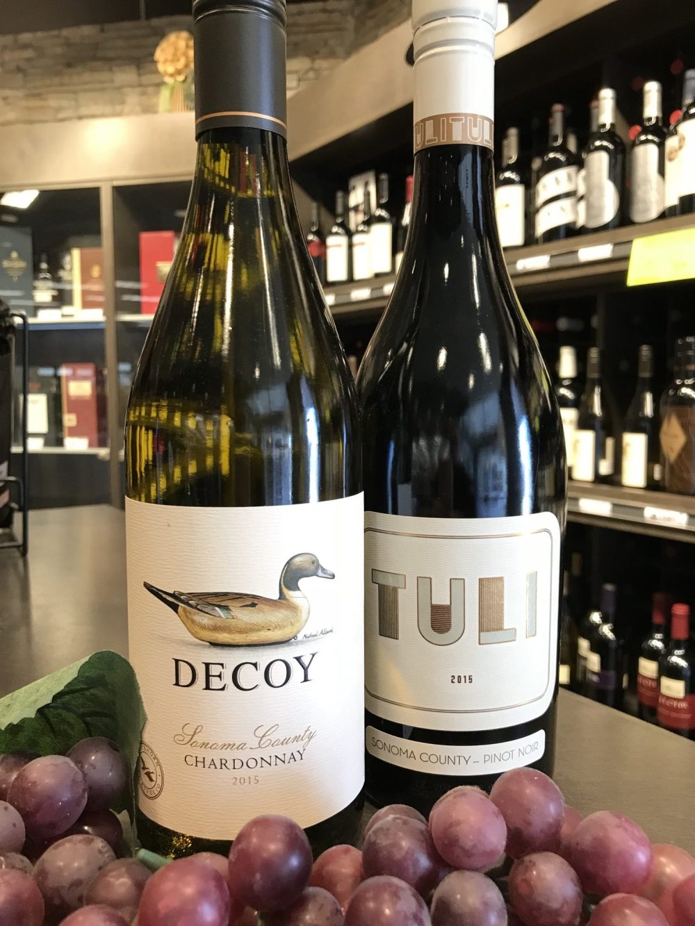 Duckhorn Wine Company’s Decoy Chardonnay, Copper Cane’s Tuli Pinot Noir.