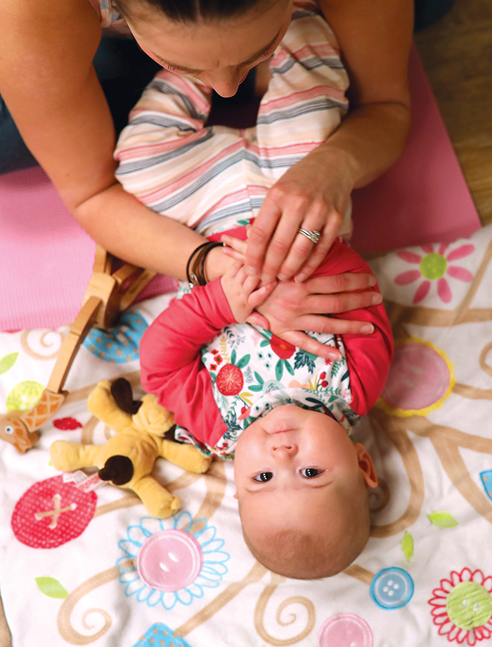 Laura Flikweert and her six-month-old daughter Haley take part in a Me and Mini Me yoga class at Baby Bump on 18th Street.
(Tim Smith/The Brandon Sun)
