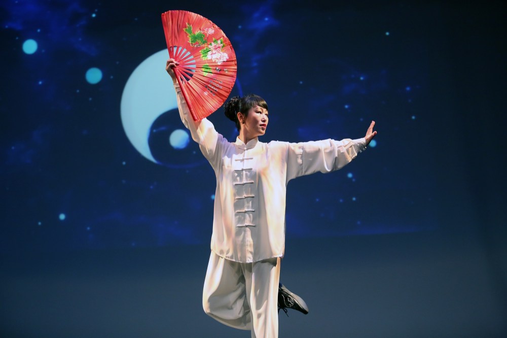 Michael Lee/The Brandon Sun
Molly Mu holds a pose during a tai chi demonstration Saturday night at the Brandon University Chinese Students and Scholars Association's New Year's celebration at the Western Manitoba Centennial Auditorium.