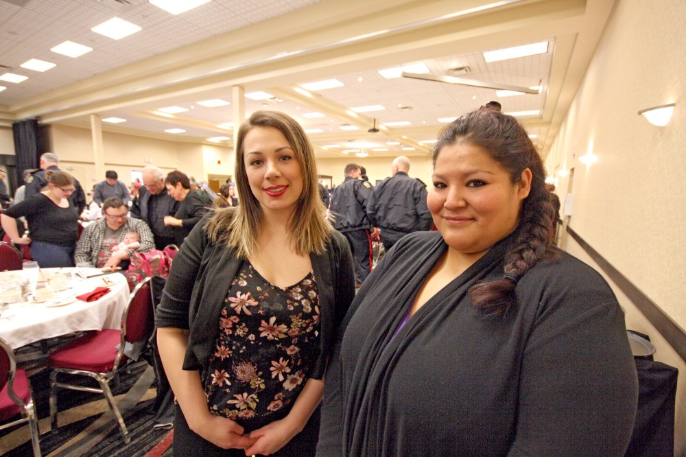 Tyler Clarke/The Brandon Sun
IANE bursary recipients Melinda Patterson, left, and Lauren Jansen Van Rensberg are seen following the awards ceremony on Wednesday.