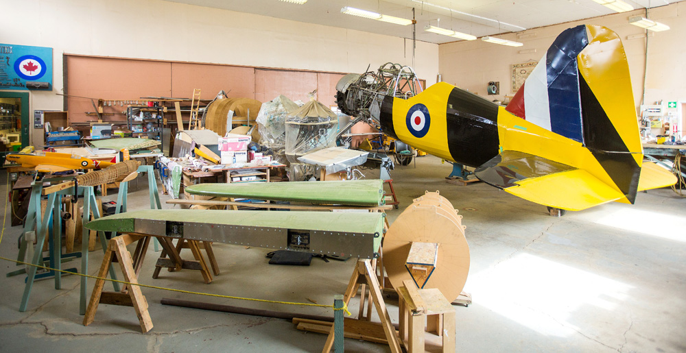 The restoration warehouse at the Commonwealth Air Training Plan Museum on Wednesday. (Chelsea Kemp/The Brandon Sun)