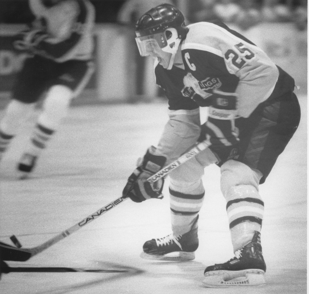 File
Terry Yake skates with the Brandon Wheat Kings during his three full seasons with the club between 1985 to 1988.