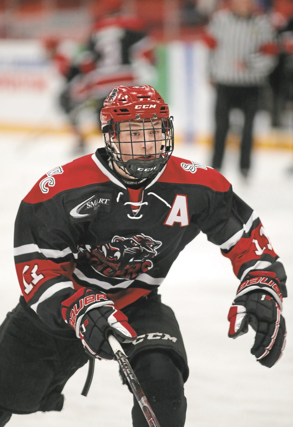 Tim Smith/The Brandon Sun
Luke Robson of the Southwest Cougars is shown as they faced the AAA Brandon Wheat Kings at Westoba Place in 2019. Robson has been doing whatever he can to continue his training, despite the COVID-19 pandemic, to achieve his goal of making the Western Hockey League in the future.