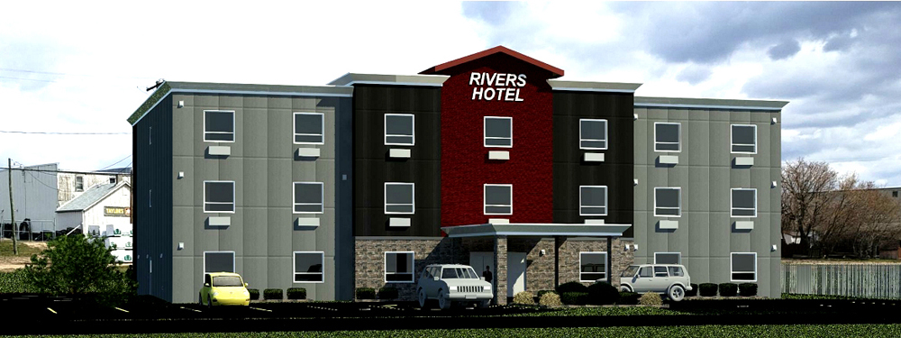 An artist's rendering of the new Rivers Hotel, which is expected to be open for business in January 2020. (Submitted)
