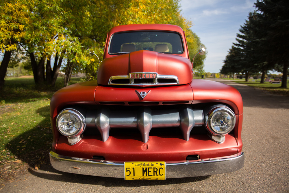 The front end of Brad Patterson's 1951 Mercury Truck. (Chelsea Kemp/The Brandon Sun)