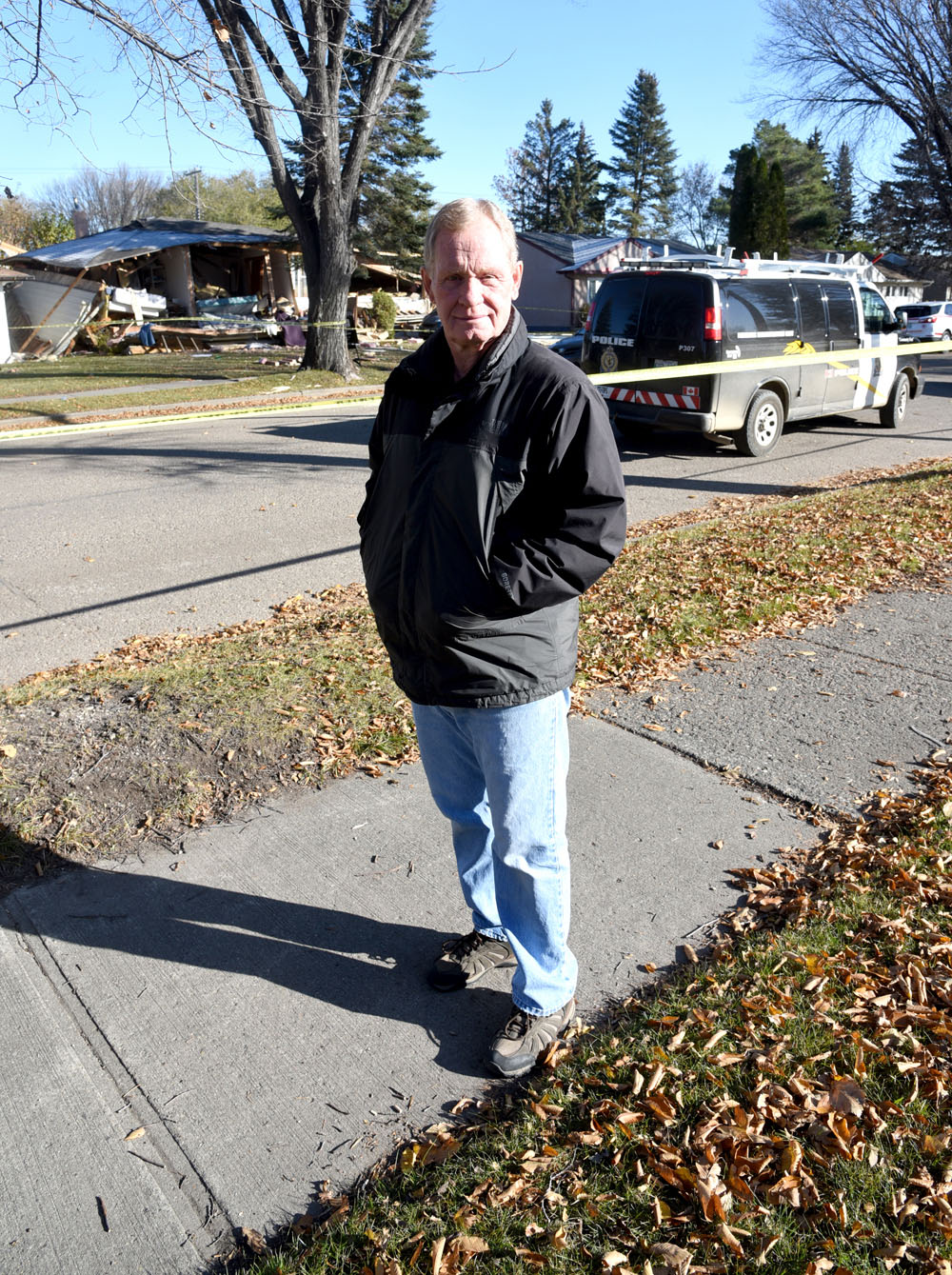 Rick Eamer lives across the street from where the explosion occurred. (Bud Robertson/The Brandon Sun)