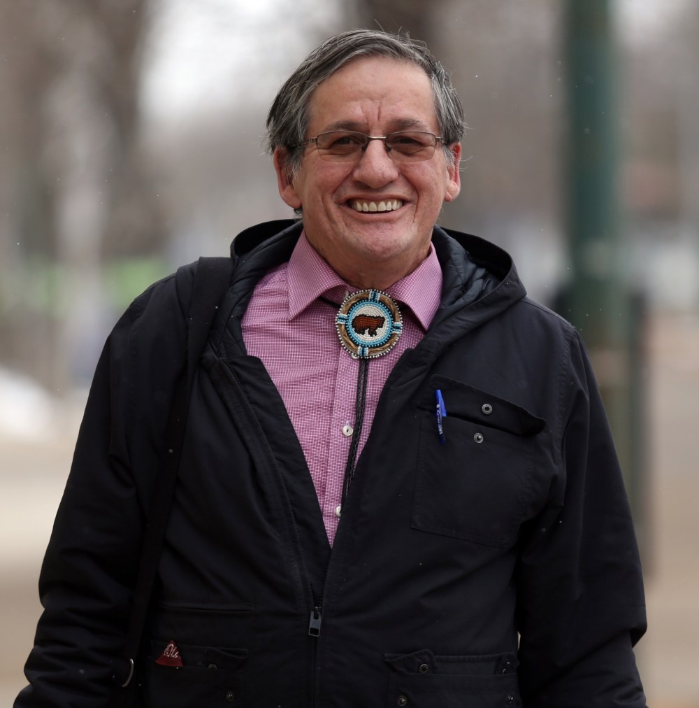 Matt Goerzen/The Brandon Sun
Dakota Sioux First Nation Chief Ken Chalmers was all smiles Friday morning when he told the Sun that he had secured a framework agreement with the federal government that could lead to a treaty somewhere down the line.