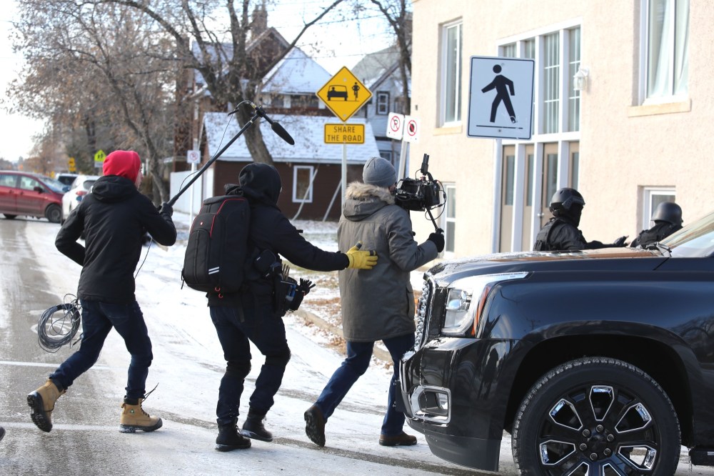 Kyle Darbyson/The Brandon Sun
Bower and his film crew follow the action on the set of his latest short film, 