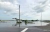 Sandison Road, at the corner of Highway 10 into the Brandon Municipal Airport is flooded. The City of Brandon is recommending a detour. (Courtesy Shannon Saltarelli)