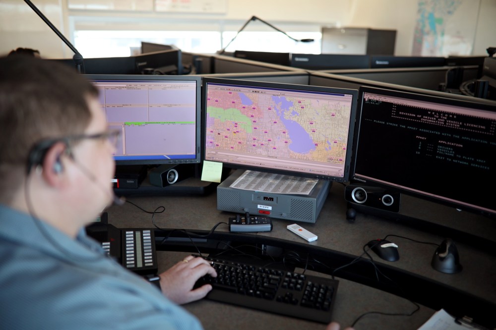 File
A 911 dispatcher works at the Emergency Communications department at the Brandon Fire and Emergency Services Firehall No. 1 on 19th Street North.