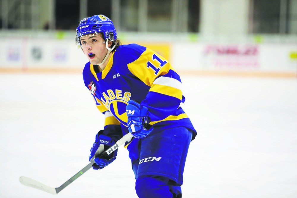 Tim Smith/The Brandon Sun
Saskatoon Blades forward Tristen Robins, shown against the Brandon Wheat Kings at Westoba Place in February, spoke to all 31 National Hockey League teams this summer as they prepared for next week's entry draft.