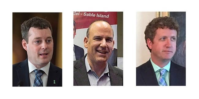 Nova Scotia Liberal Party leadership candidates (left to right) Randy Delorey, Labi Kousoulis and Iain Rankin are shown in these recent file photos. THE CANADIAN PRESS/CP