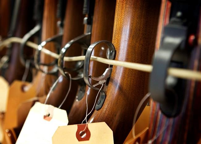 Rifles are shown locked up in Calgary, Wednesday, Sept. 15, 2010. THE CANADIAN PRESS/Jeff McIntosh