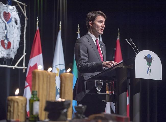 Prime Minister Justin Trudeau delivers an apology on behalf of the Government of Canada to former students of the Newfoundland and Labrador Residential Schools in Happy Valley-Goose Bay, N.L. on Friday, Nov. 24, 2017. Labrador's Inuit government is beginning a plan to take over child welfare services from the Newfoundland and Labrador government. THE CANADIAN PRESS/Andrew Vaughan