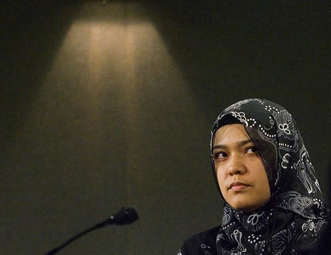 Kamila Telendibaeva, wife of Huseyin Celil, a Canadian citizen being held in a prison and serving a life sentence in a Chinese prison holds news conference on behalf her husband, Thursday April 26, 2007 in Ottawa. THE CANADIAN PRESS/Fred Chartrand
