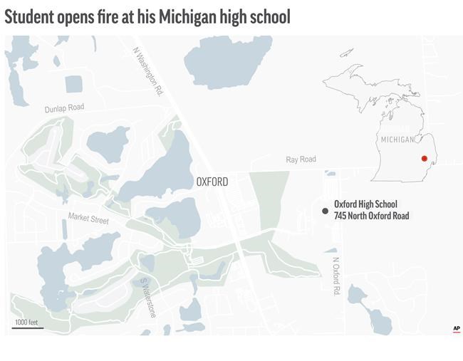 Authorities say a 15-year-old sophomore opened fire at his Michigan high school, killing three students and wounding six other people, including a teacher.