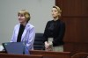 Actress Amber Heard and her Attorney, Elaine Bredehof, listen in the courtroom at the Fairfax County Circuit Courthouse in Fairfax, Va., Monday, April 25, 2022. Actor Johnny Depp sued his ex-wife Amber Heard for libel in Fairfax County Circuit Court after she wrote an op-ed piece in The Washington Post in 2018 referring to herself as a 