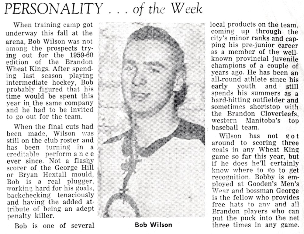 Submitted
Bob Wilson is profiled in a Brandon Wheat Kings program.