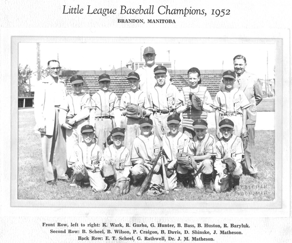 Submitted
The Scheels Blockbusters won the 1952 Little League title in Brandon. Bob Wilson is the first player on the left in the second row.