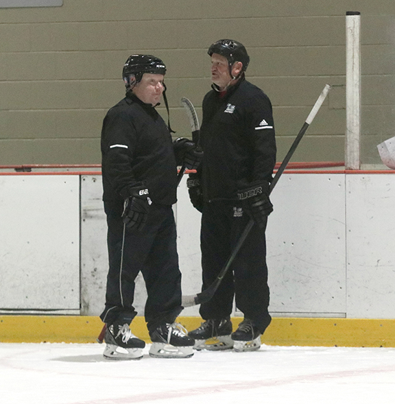Craig Anderson and Dave Lewis are shuttering the Hockey Factory to become involved with the new Brandon-based Western Canadian Hockey Academy. They are shown at an under-15 AA Brandon Wheat Kings at the Kinsmen Arena in October 2020. (Perry Bergson/The Brandon Sun)