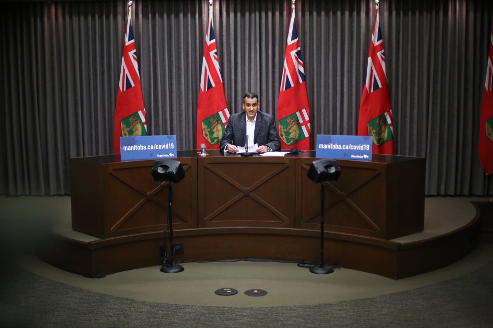 Winnipeg Free Press
Acting deputy chief provincial public health officer Dr. Jazz Atwal is seen during Friday's COVID-19 media briefing in Winnipeg on Friday.