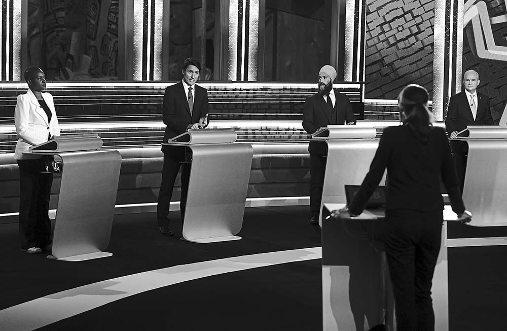 The Canadian Press
Green Party Leader Annamie Paul, Liberal Leader Justin Trudeau, NDP Leader Jagmeet Singh and Conservative Leader Erin O'Toole take part in the English-language Leaders debate in Gatineau, Que., last week. Columnist Kerry Auriat is not exactly overwhelmed with Trudeau, Singh or O'Toole.