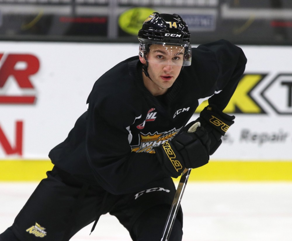 Perry Bergson/The Brandon Sun
Brandon Wheat Kings defenceman Vincent Iorio is shown at practice at Westoba Place on Monday, shortly after he signed his first professional contract with the Washington Capitals.
