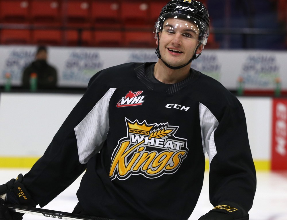 Perry Bergson/The Brandon Sun
Brandon Wheat Kings defenceman Vincent Iorio is shown at practice at Westoba Place on Monday, shortly after he signed his first professional contract with the Washington Capitals.