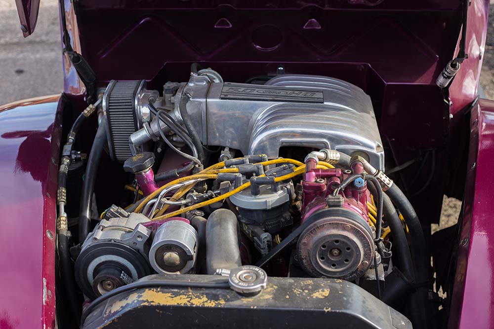 Chelsea Kemp/The Brandon Sun
Under the hood of Barrie Wood’s 1944 Ford Coupe Deluxe.