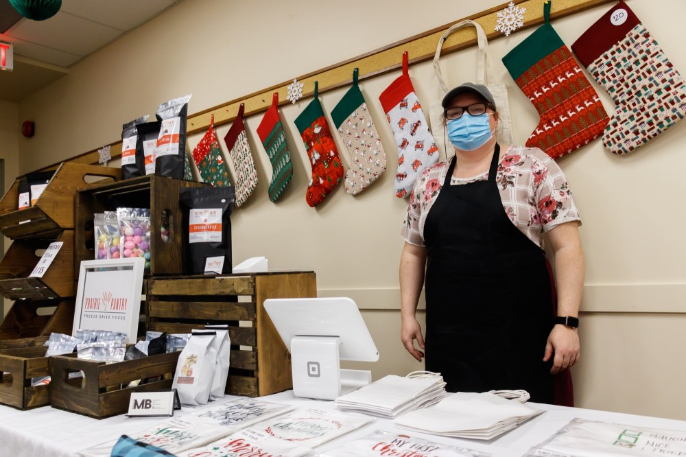 Chelsea Kemp/The Brandon Sun
Tanya Baker poses for a photo during the Brandon Riverbank Annual Christmas Craft Sale on Saturday.