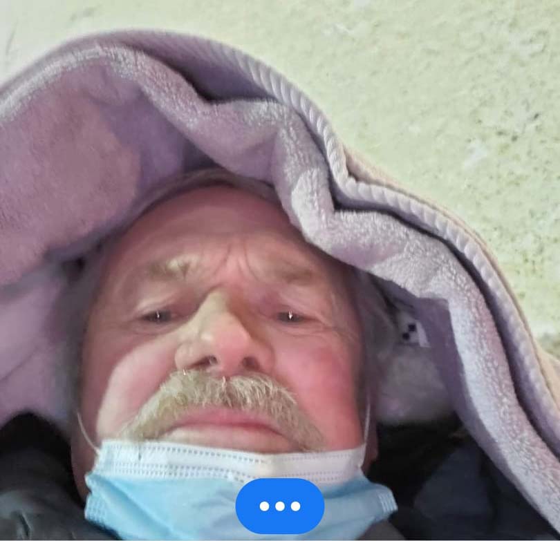 Submitted
A selfie of Joseph Nault, 67, laying on the ground in the Real Canadian Superstore parking lot in Brandon, waiting for an ambulance to arrive after he fell last Thursday.