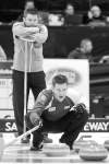 Winnipeg Free Press
John Woods / Winnipeg Free PressMike McEwen leans on his broom as Rob Fowler yells at his sweepers in the Safeway Championship final on Sunday.