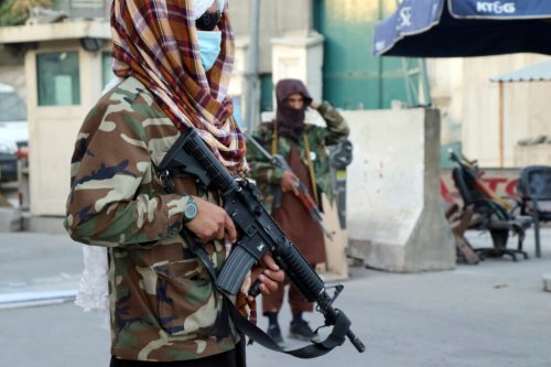 CP
Taliban fighters stand guard at a checkpoint in Kabul, Afghanistan, Wednesday, Aug. 25, 2021. The Taliban wrested back control of Afghanistan nearly 20 years after they were ousted in a U.S.-led invasion following the 9/11 attacks. Their return to power has pushed many Afghans to flee, fearing reprisals from the fighters or a return to the brutal rule they imposed when they last ran the country. (AP Photo/Khwaja Tawfiq Sediqi)