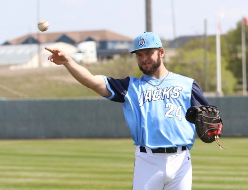 Outfielder Jackson Pokorney and the Wheat City Whiskey Jacks have their home opener tonight at Andrews Field. (Perry Bergson/The Brandon Sun)