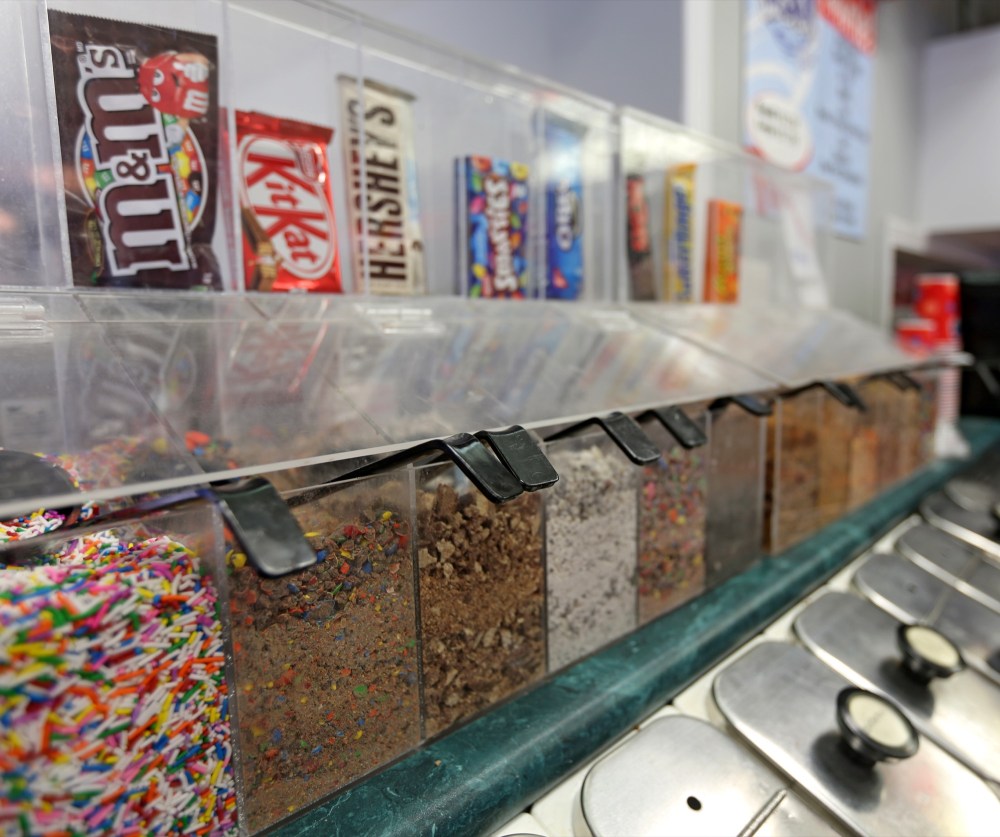 Customers have a variety of toppings to choose from for Busy B's popular Twisters. (Jillian Austin)