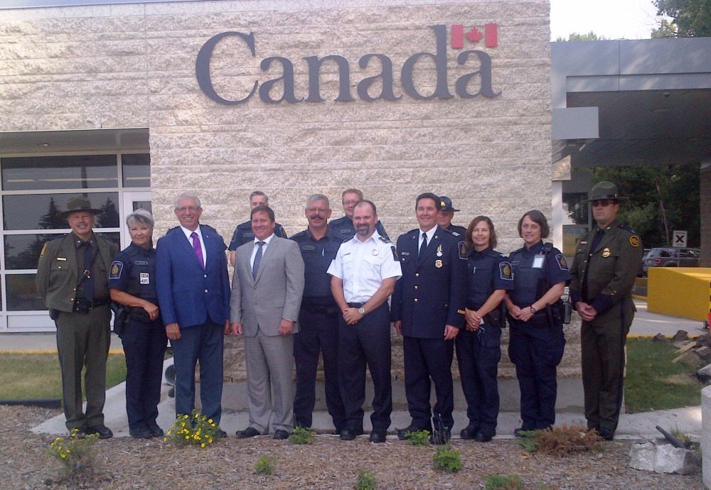 Submitted
Larry Maguire, Member of Parliament for Brandon-Souris officially opens the Goodlands port of entry with CBSA and U.S. Customs and Border Protection officials.