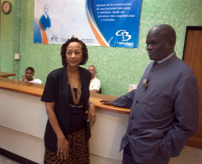 UN special writer on racism Doudou Dine, right, and Gay McDougall, UN Supervisor of Global Rights, are seen before a private meeting in Santo Domingo, Wednesday, Oct. 24, 2007. McDougall, a former member of an anti-racism committee at the United Nations, says she stands by its statement in support of the Wet'suwet'en hereditary clan chiefs. THE CANADIAN PRESS/AP/Ramon Espinosa