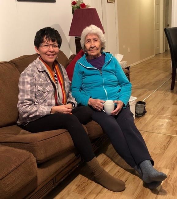 Diane Janvier Dugan poses with her 90-year-old mother Rosine Janvier. Diane Janvier Dugan is worried about her 90-year-old mother Rosine Janvier who lives in La Loche. She says elders hold many of the traditions and the language of the Dene People. THE CANADIAN PRESS/HO - Diane Janvier Dugan