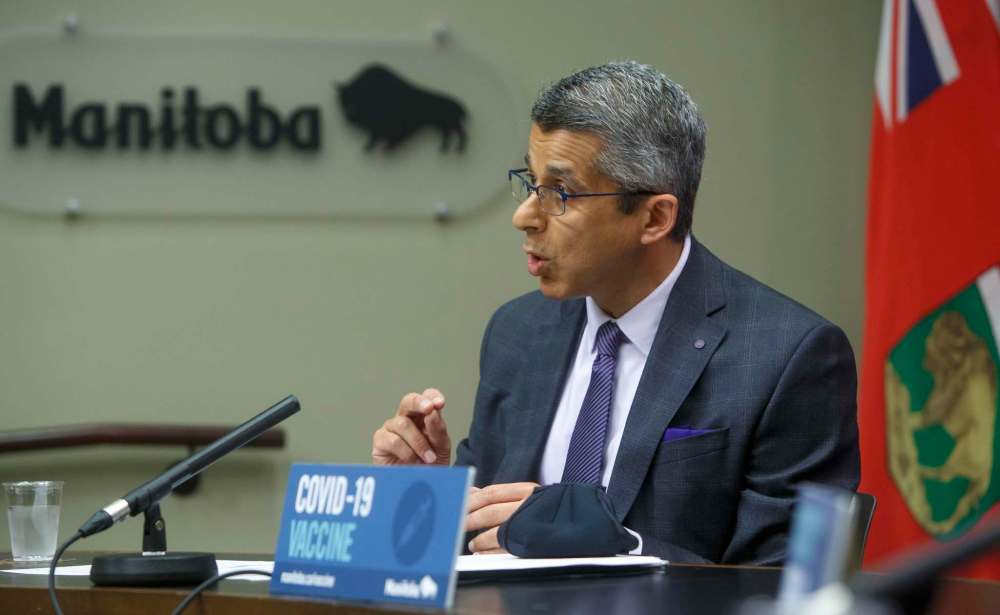 Manitoba Liquor and Lotteries president and CEO Manny Atwal joined Premier Brian Pallister during a vaccine incentive announcement on Wednesday morning. The province will be offering nearly $2 million in cash and scholarships to encourage more Manitobans to get the shot this summer. (Winnipeg Free Press)