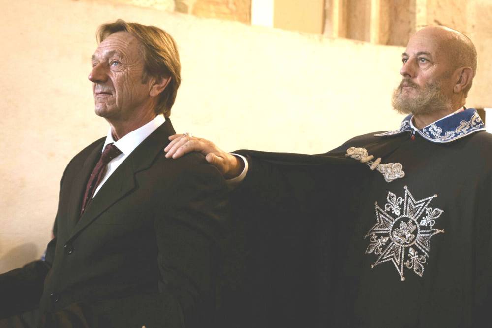 Submitted
Evan Wish (left) gets inducted into the Order of Saint Georges de Bourgogne on Oct. 9, 2021 in Italy. The contemporary pianist, who grew up in Brandon, was being knighted for his charity work and his contributions to the world of music over the past four decades.