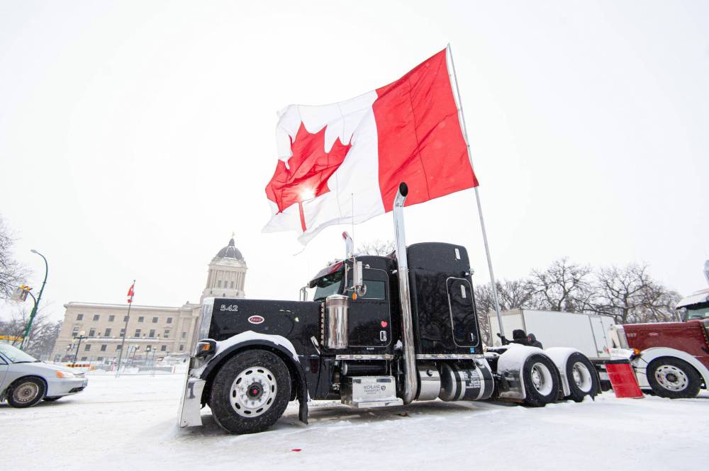A small minority of Canadians have co-opted the flag into a symbol for anti-vaccination, the elimination of health restrictions, and the overthrow of democratically elected governments. (Mike Sudoma / Winnipeg Free Press files)