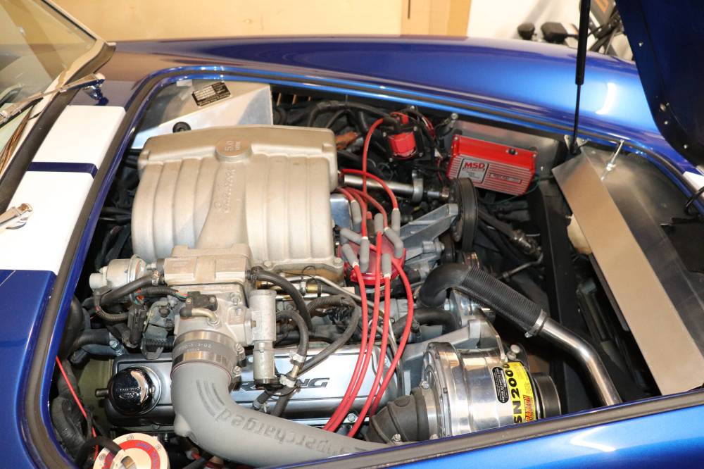 Kyle Darbyson/The Brandon Sun
A closer look at the Ford 347 twisted wedge stroker engine that powers Chester’s replica Shelby Cobra.