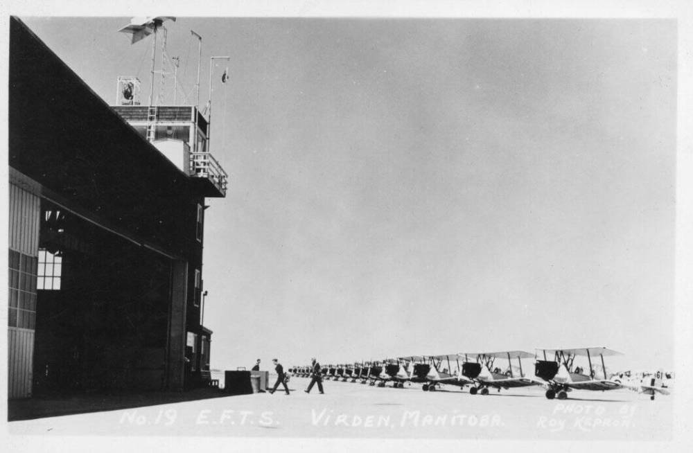 Submitted
A row of Tiger Moths sit lined up on the runway at the Elementary Flight Training School in Virden in this photo titled “Off to lunch” from 1943.